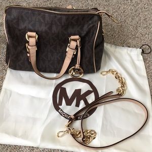 Michael Kors Grayson Large Signature Brown Satchel